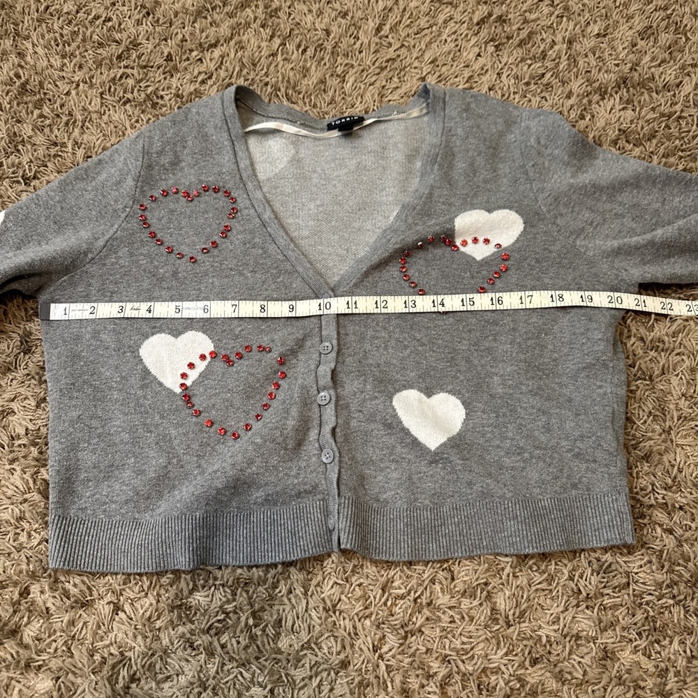 TORRID Heart Sweater Cardigan Rhinestones HEARTFELT CLOUD DANCER LONG SLEEVE XL - Picture 11 of 12